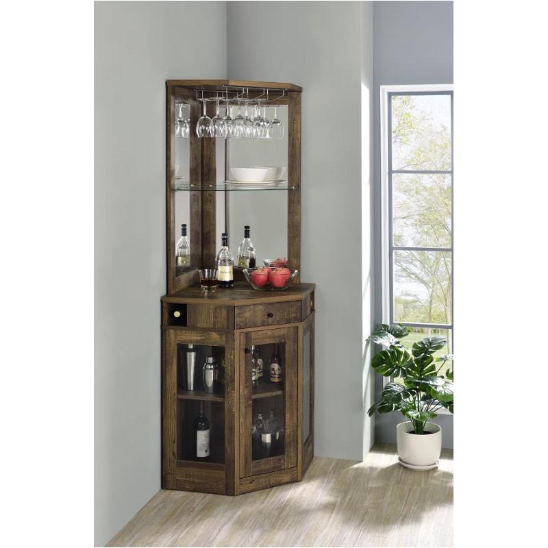 182303 Coaster Furniture Corner Bar Cabinet - Rustic Oak