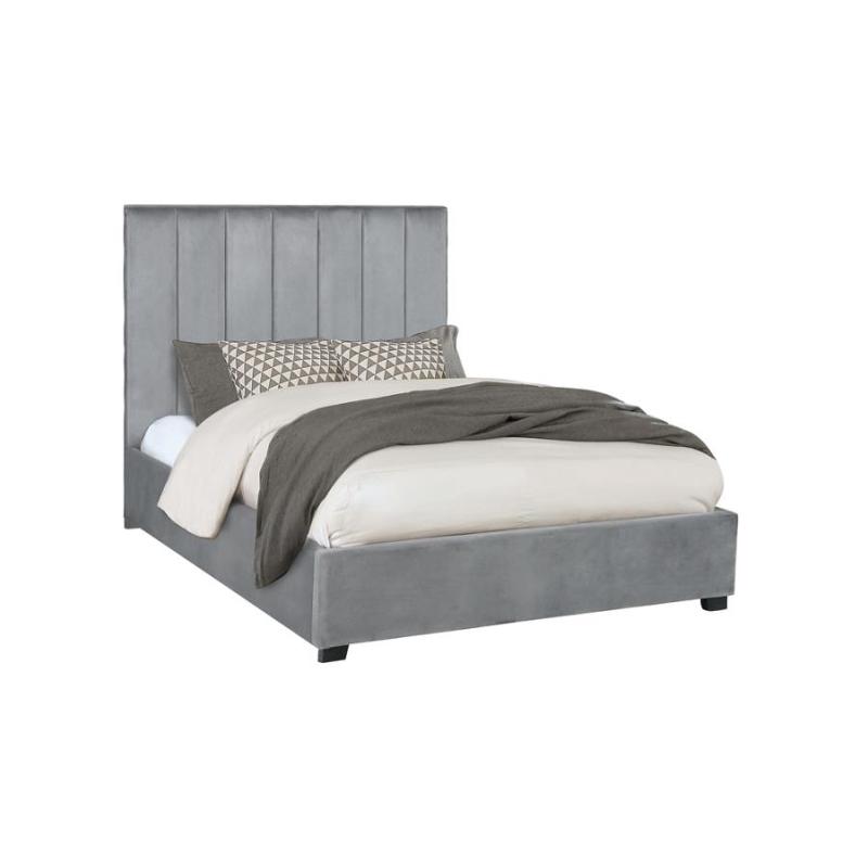 グレースコンチネンタル ティペット 306070q Coaster Furniture Arles Queen Bed - Grey Velvet