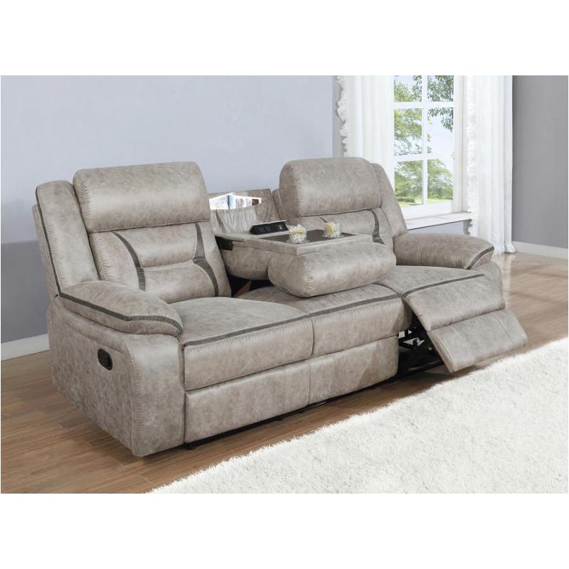 651351 Coaster Furniture Motion Sofa With Drop Down - Taupe