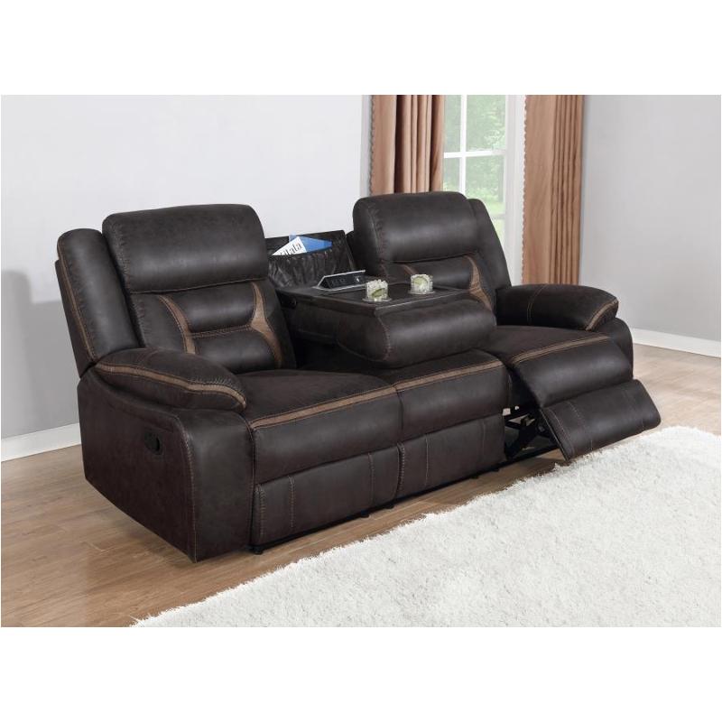 651354 Coaster Furniture Motion Sofa With Drop Down - Brown