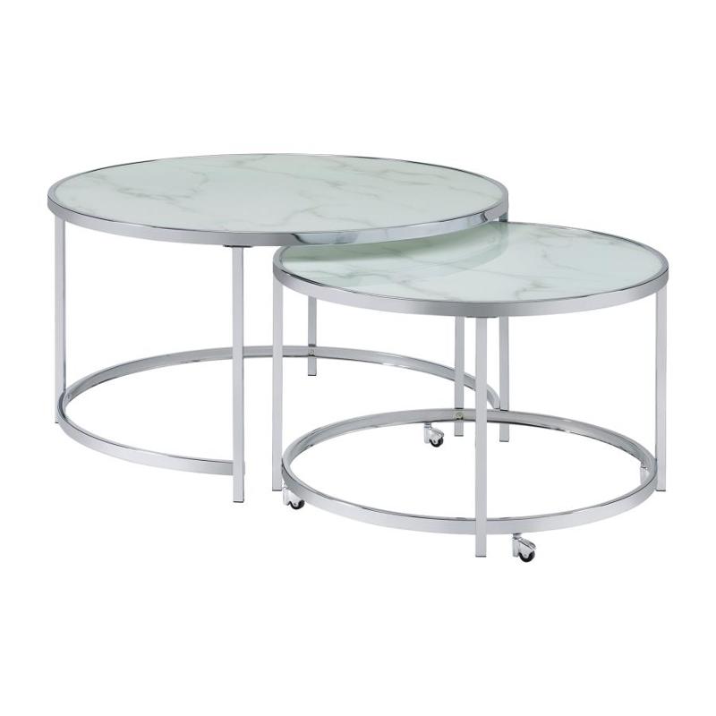 721528 Coaster Furniture 2 Pc Occ Table Set, Chrome 721528 Coaster Furniture 2 Pc Occ Table Set, Chrome
