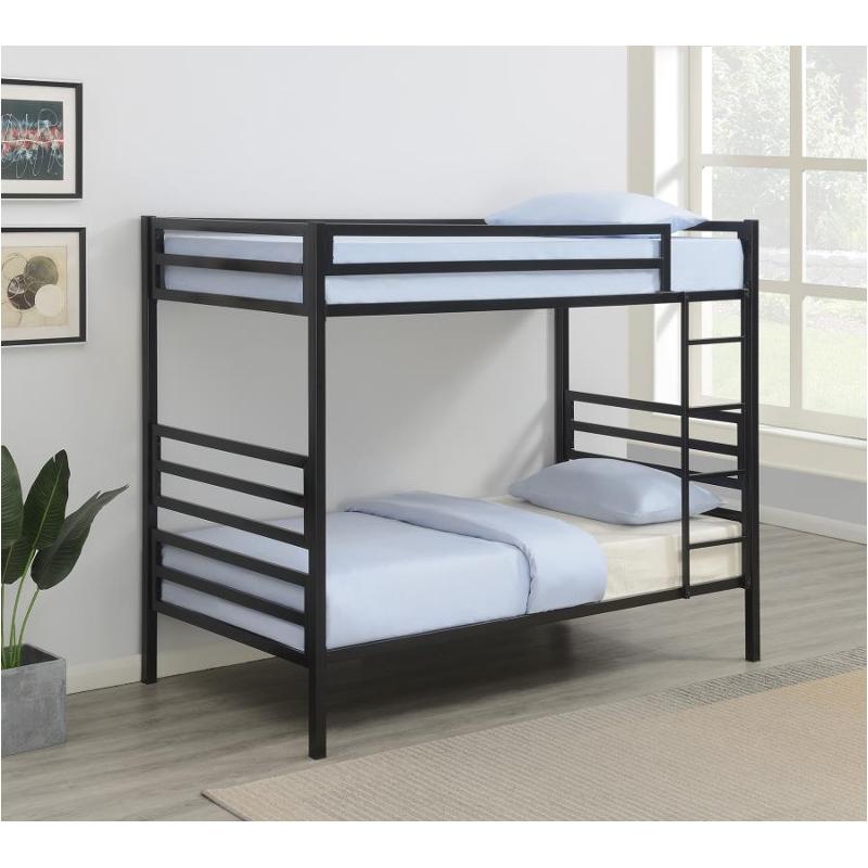 422683 Coaster Furniture Bedroom Furniture Bunk Bed, Matte Black