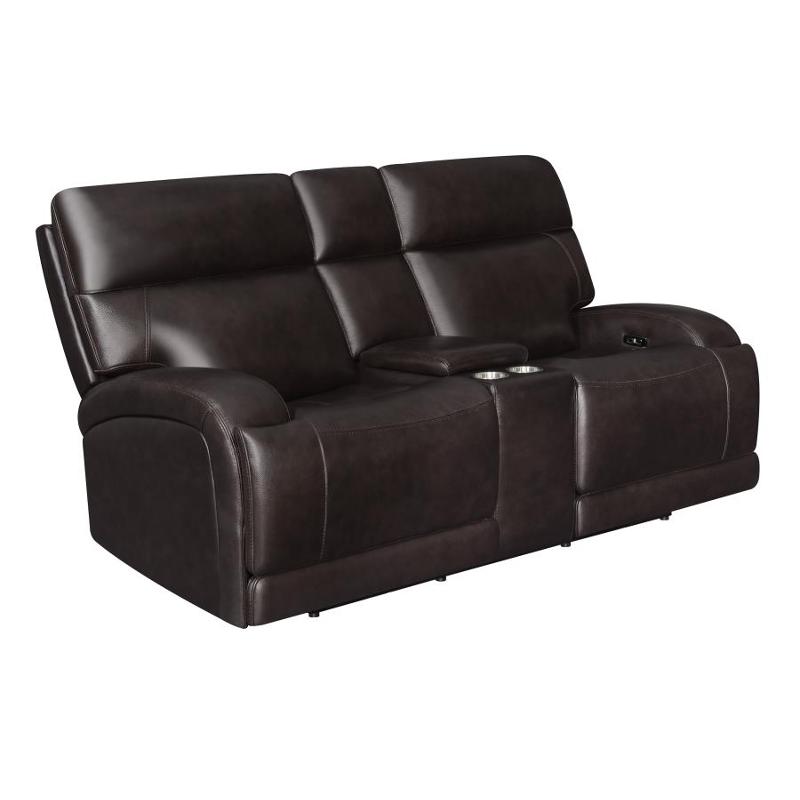 610482p Coaster Furniture Power Loveseat - Dark Brown