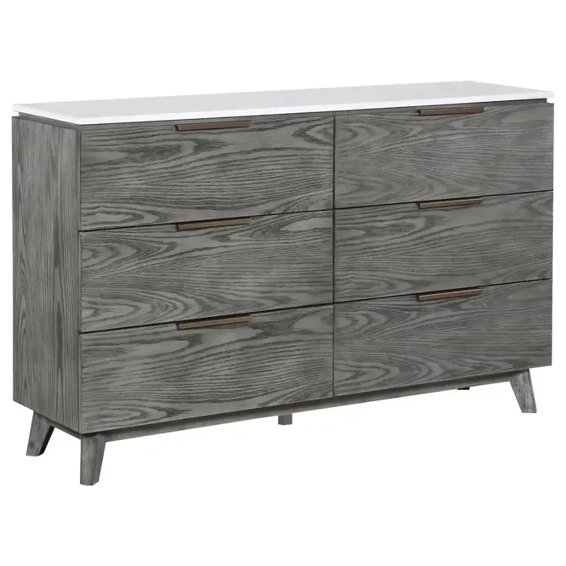224603 Coaster Furniture 6-drawer Dresser White Marble And Grey