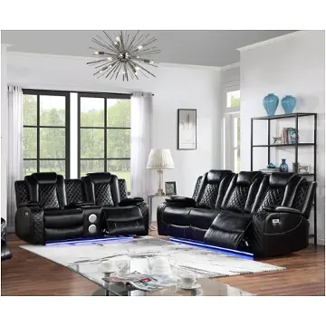 Vail Black Double Power Recliner Living Room Set Bella Furniture Vail - Black Living Room Furniture