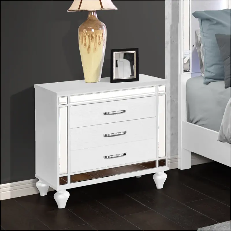 52649-ns Bella Furniture Calipso - White Bedroom Furniture Nightstand