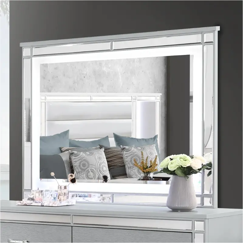 52648-mr Bella Furniture Calipso - Silver Bedroom Furniture Mirror