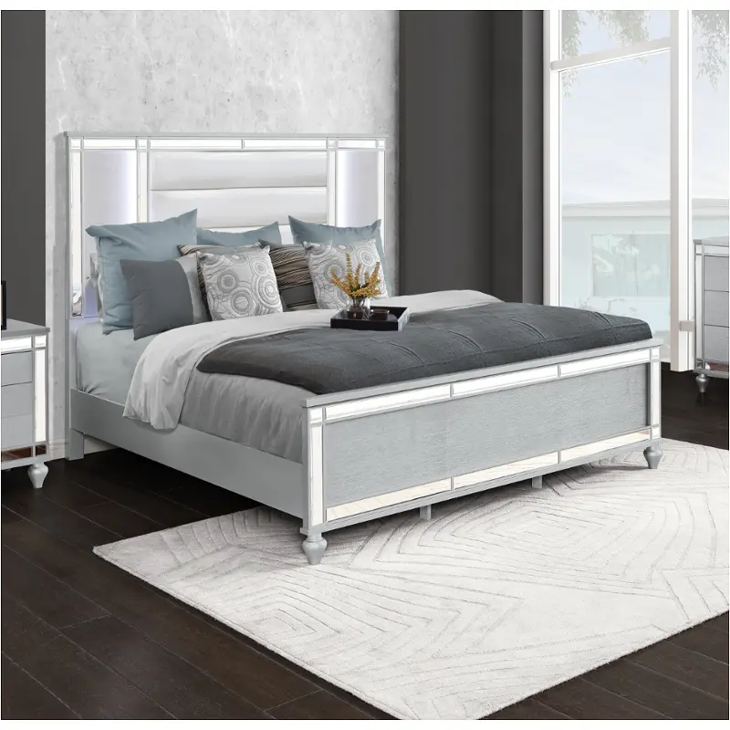 52648f-bed Bella Furniture Calipso - Silver Bedroom Furniture Bed