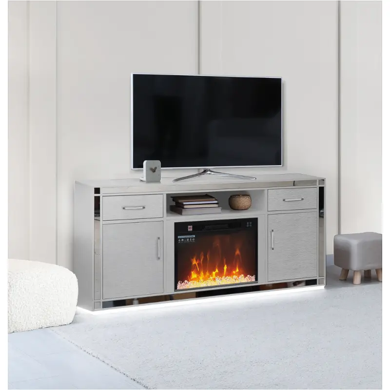 Sp-calipso-slv-1a Bella Furniture Calipso - Silver Home Entertainment Furniture Fireplace