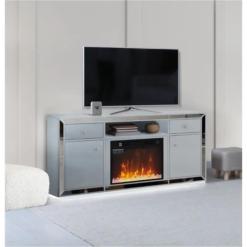 Sp-nella-slv-1a Bella Furniture Nella - Silver Home Entertainment Furniture Fireplace