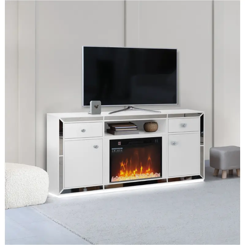 Sp-nella-wh-1a Bella Furniture Nella - White Home Entertainment Furniture Fireplace