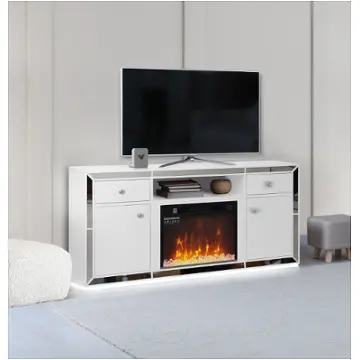 Sp-nella-wh-1a Bella Furniture Nella - White Home Entertainment Furniture Fireplace
