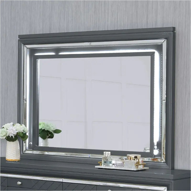 52684-mr Bella Furniture Carlyle - Metallic Charcoal Bedroom Furniture Mirror