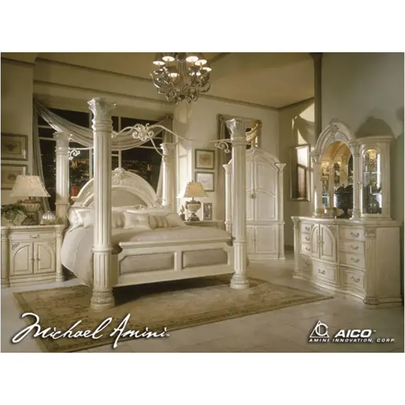53015-07 Aico Furniture Monte Carlo Snow Bedroom Furniture Bed