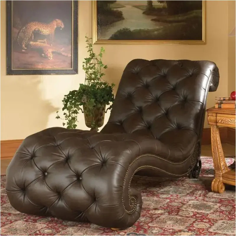 Aico Furniture Trevi Leather Armless Chaise, Chaise Lounge Leather Brown