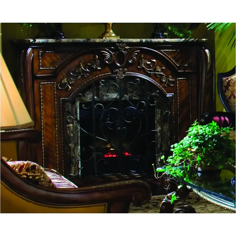 67220f-52 Aico Furniture Complete Fireplace-sienna Spice