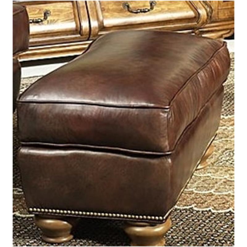 Brown 26 Aico Furniture Leather Ottoman, Leather Nailhead Ottoman