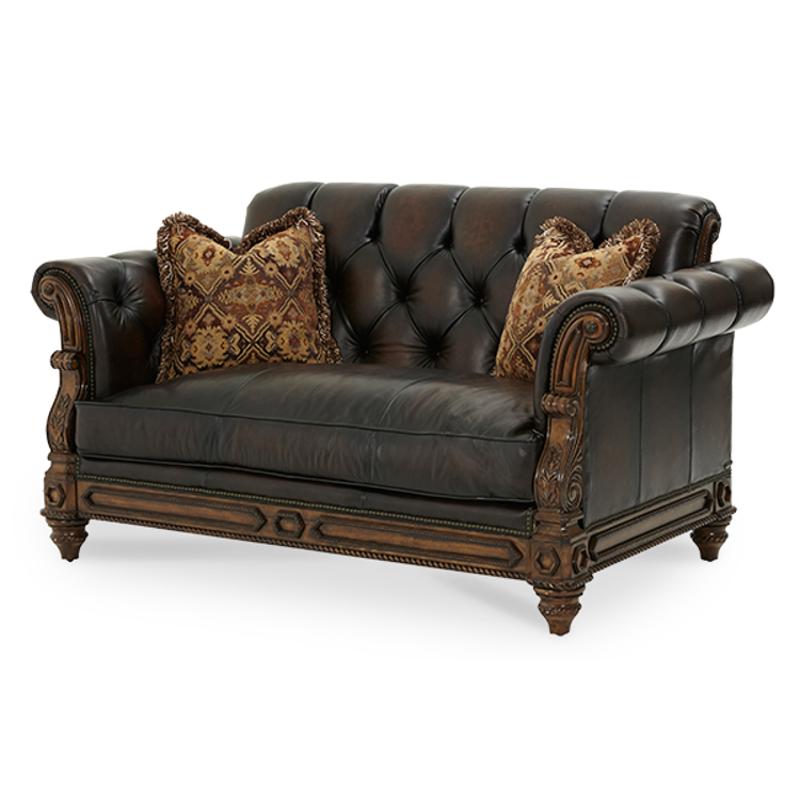 37925-dkbrn-58 Aico Furniture Vizcaya Leather Loveseat