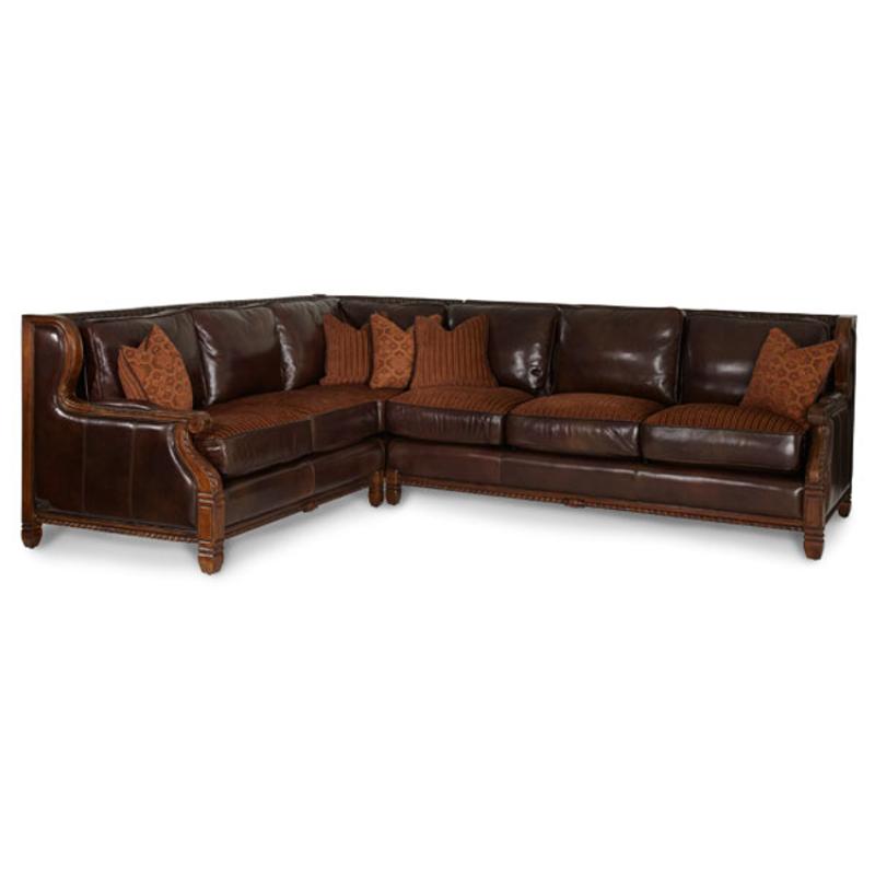 Raf Wood Trim Leather Fabric Sofa, Leather And Fabric Sectional