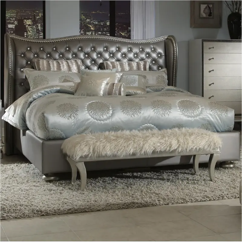 03012-78 Aico Furniture Queen Upholstered Bed-metallic Graphite