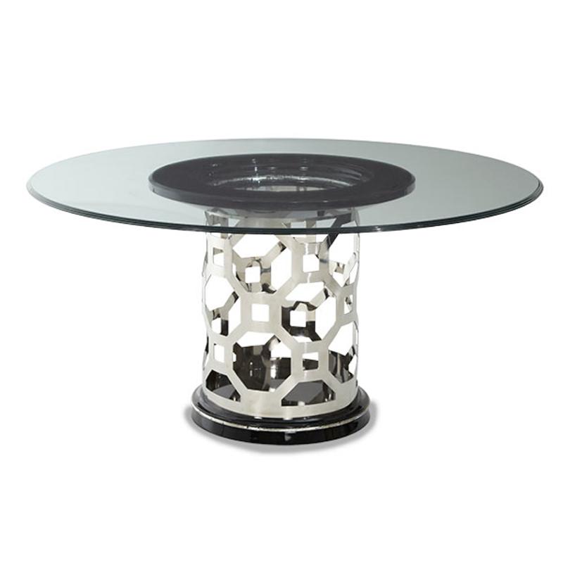 Gl60te Aico Furniture Pearl 60in Round Glass Top Dining Table Pearl 60in Round Glass Top Dining Table, 60 Inch Round Glass Top Dining Table Sets