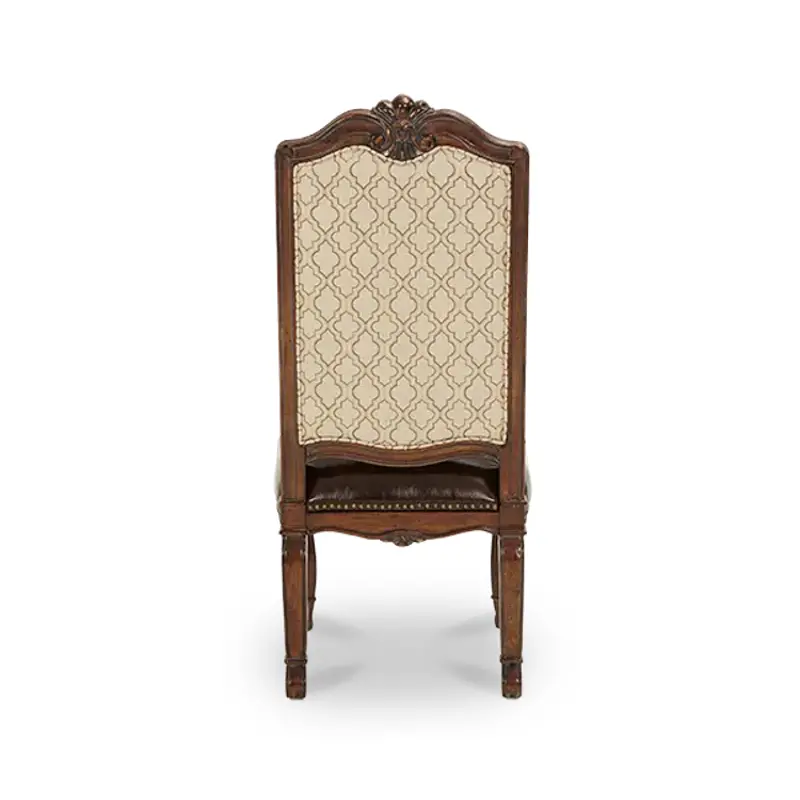 61033-29 Aico Furniture Fabric Back Side Chair With Leather Seat