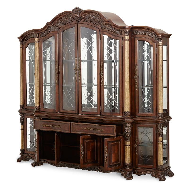 61005294pc Aico Furniture China And Buffet With Side Piers