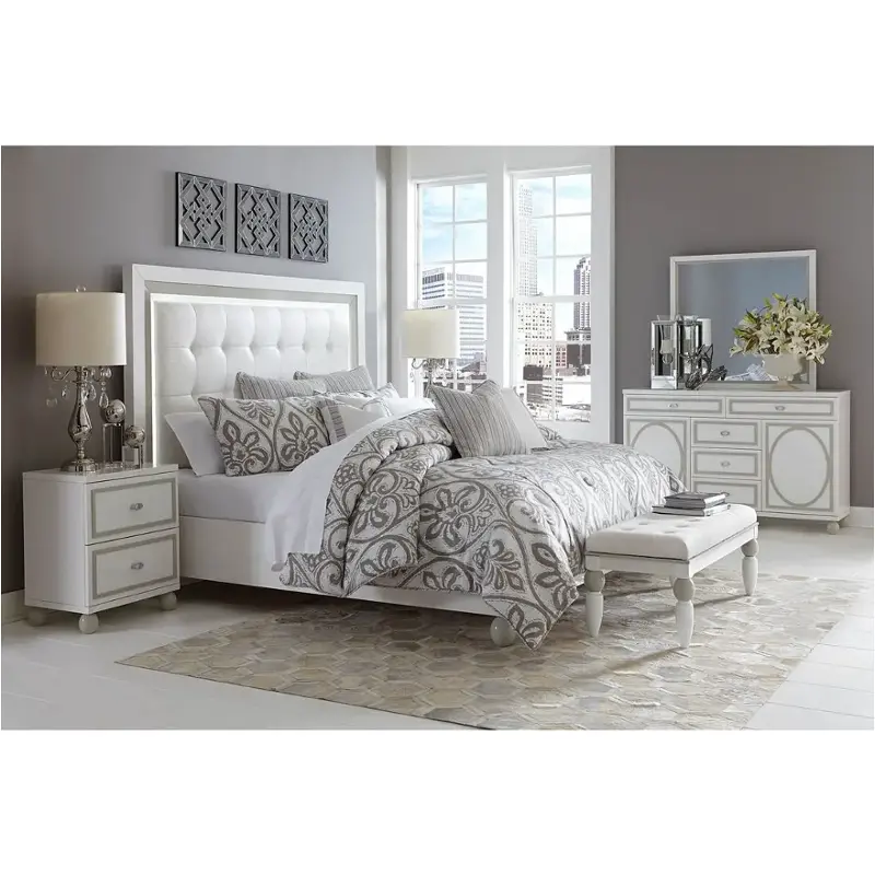 9025614-108-ck Aico Furniture Sky Tower - White Bedroom Furniture Bed