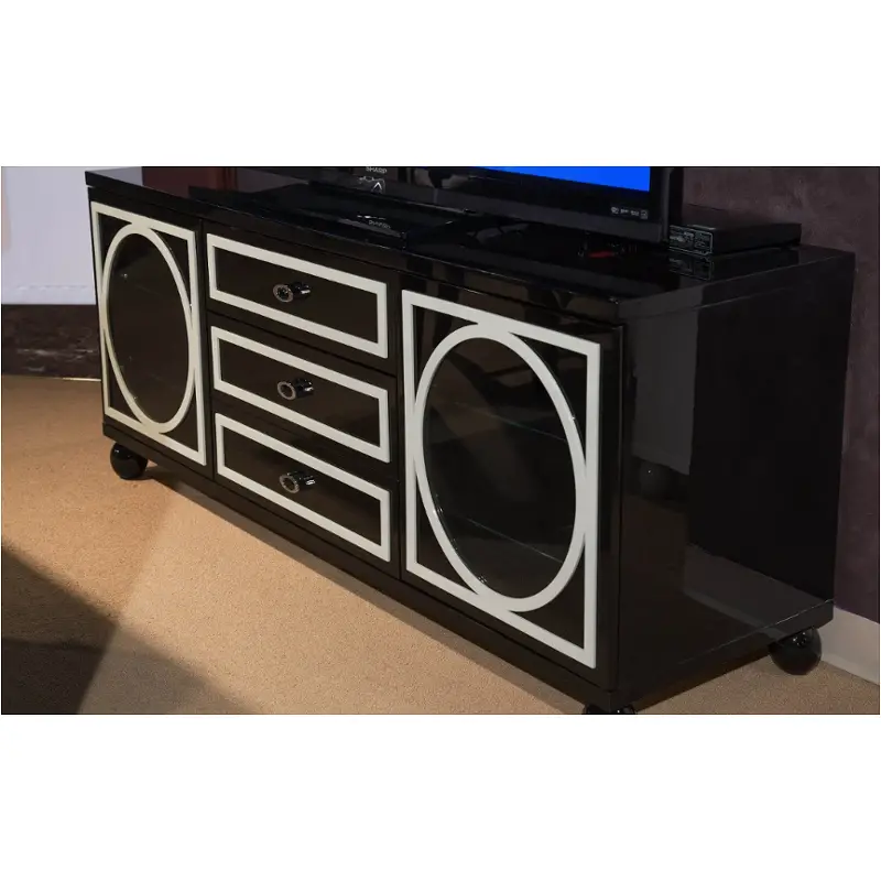 9025695-805 Aico Furniture Sky Tower - Black Home Entertainment Furniture Tv Console