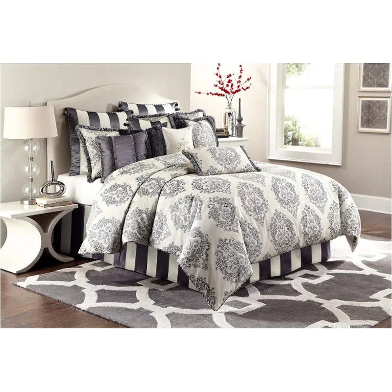 Bcs-qs12-pyton-gra Aico Furniture Peyton Bedding Comforter