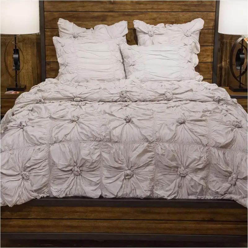 Bcs-qs05-savna-stn Aico Furniture Savanna Stone Bedding Comforter