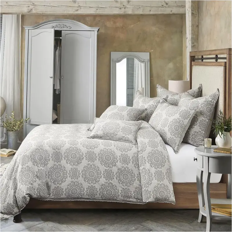 Bcs-qd07-reagan-gry Aico Furniture Reagan Gray Bedding Comforter