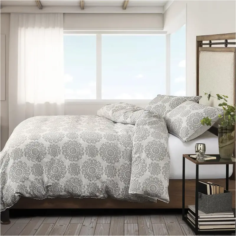 Bcs-qd03-mcknly-gry Aico Furniture Mckinley Gray Bedding Comforter