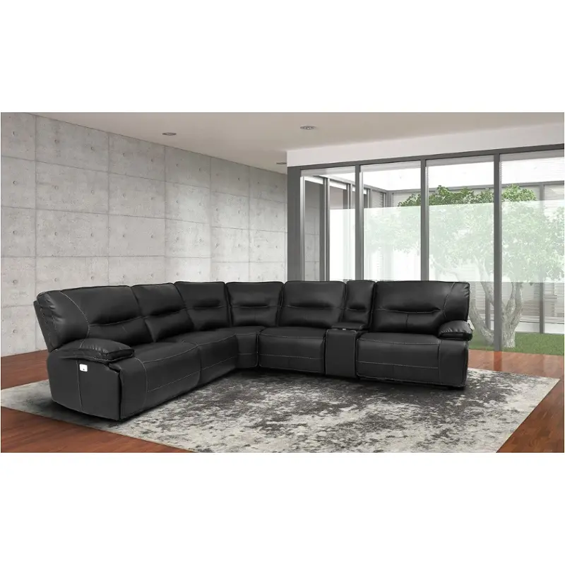 Mspa850-blc Parker House Furniture Spartacus - Black Living Room Furniture Sectional