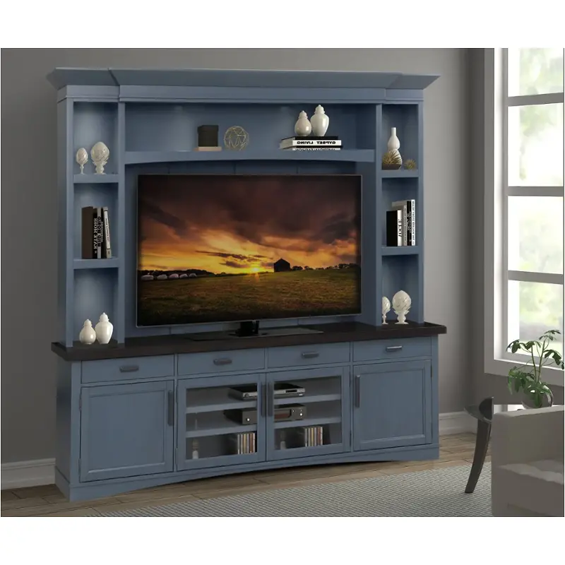 Ame92bp-den Parker House Furniture Americana Modern - Denim Living Room Furniture Entertainment Center