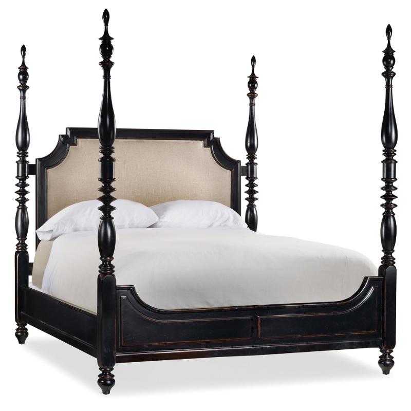 516990651 Hooker Furniture Queen Upholstered Poster Bed Black
