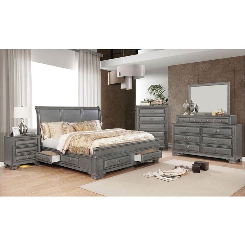 Cm7302gy-q Furniture Of America Brandt - Gray Bedroom Furniture Bed