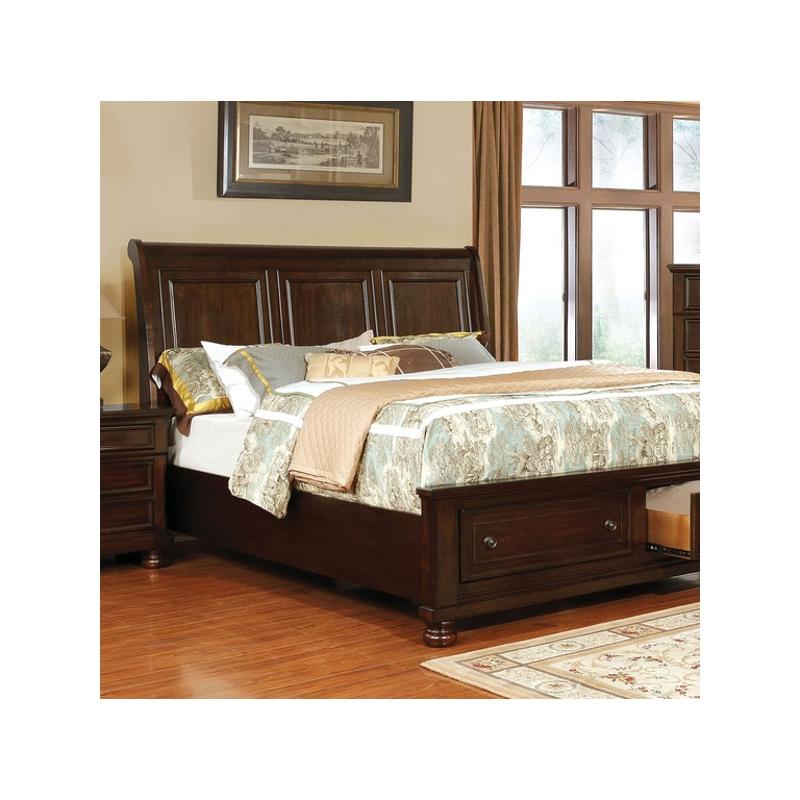 Cm7590ch-q Furniture Of America Castor - Brown Cherry Bedroom Furniture Bed