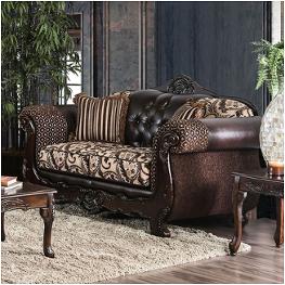 Sm6416-lv Furniture Of America Quirino - Light Brown/dark Brown Living Room Furniture Loveseat