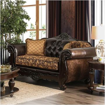 Sm6417-lv Furniture Of America Quirino - Tan/dark Brown Living Room Furniture Loveseat