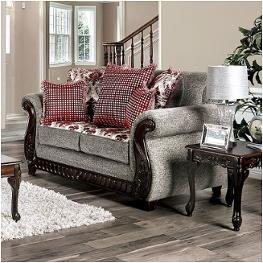 Sm6219-lv Furniture Of America Whitland - Light Gray/red Living Room Furniture Loveseat