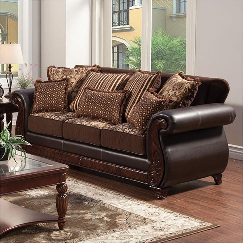 Sm6106n-sf Furniture Of America Sofa - Dark Brown
