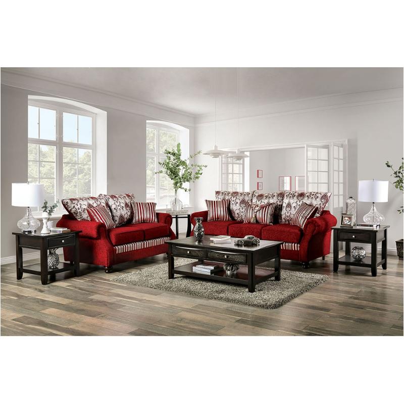 Sm4436-sf Furniture Of America Kenna - Red/silver Living Room Furniture Sofa