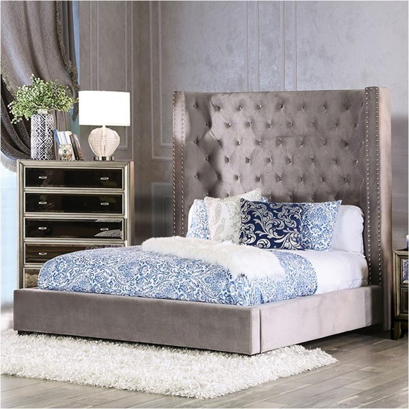 Cm7679gy-ek Furniture Of America Mirabelle Bedroom Furniture Bed