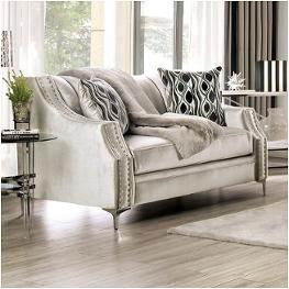 Sm2686-lv Furniture Of America Elicia - Silver/black Living Room Furniture Loveseat