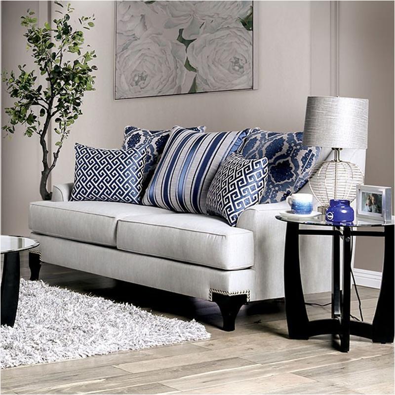 Sm2207-lv Furniture Of America Sisseton - Light Gray Living Room Furniture Loveseat