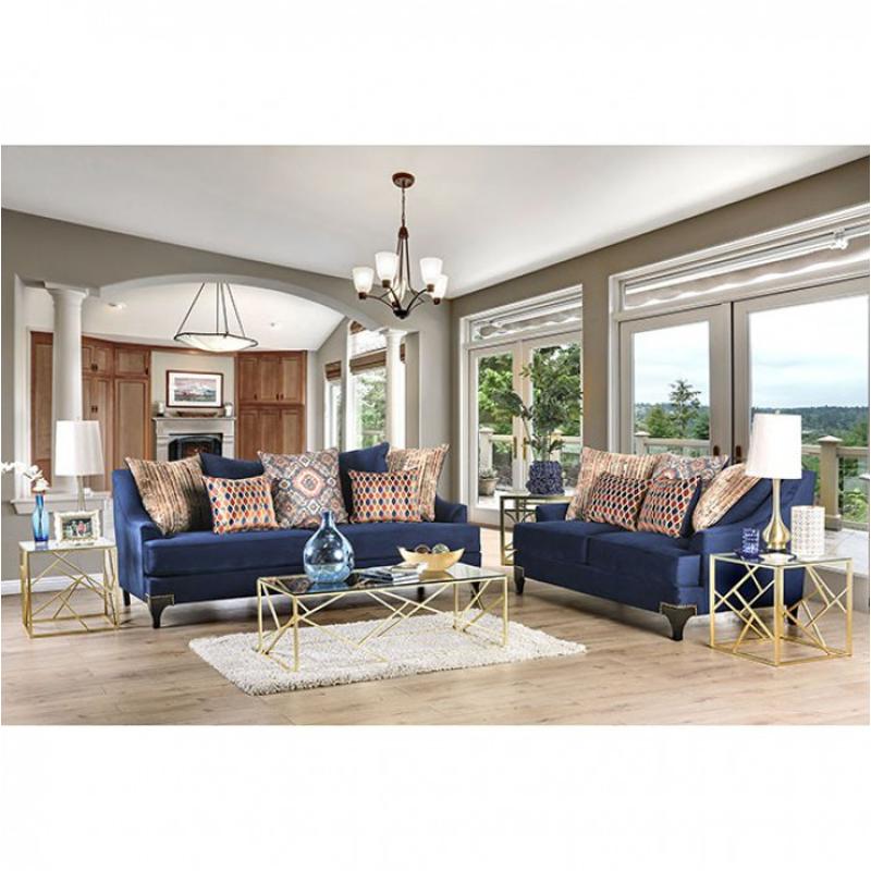 Sm2210-sf Furniture Of America Sisseton - Navy Living Room Furniture Sofa