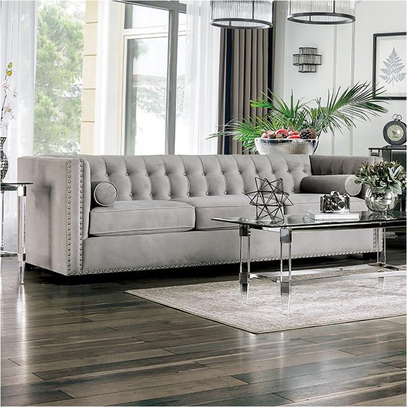 Sm9115-sf Furniture Of America Elliot - Light Gray Living Room Furniture Sofa