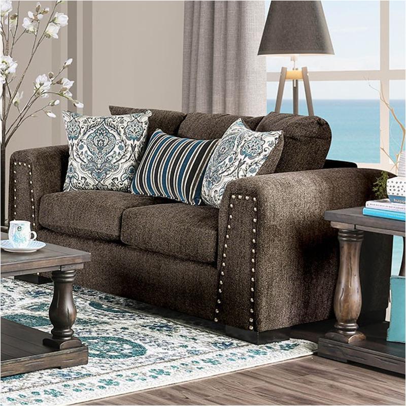 Sm3076-lv Furniture Of America Pauline - Charcoal Living Room Furniture Loveseat