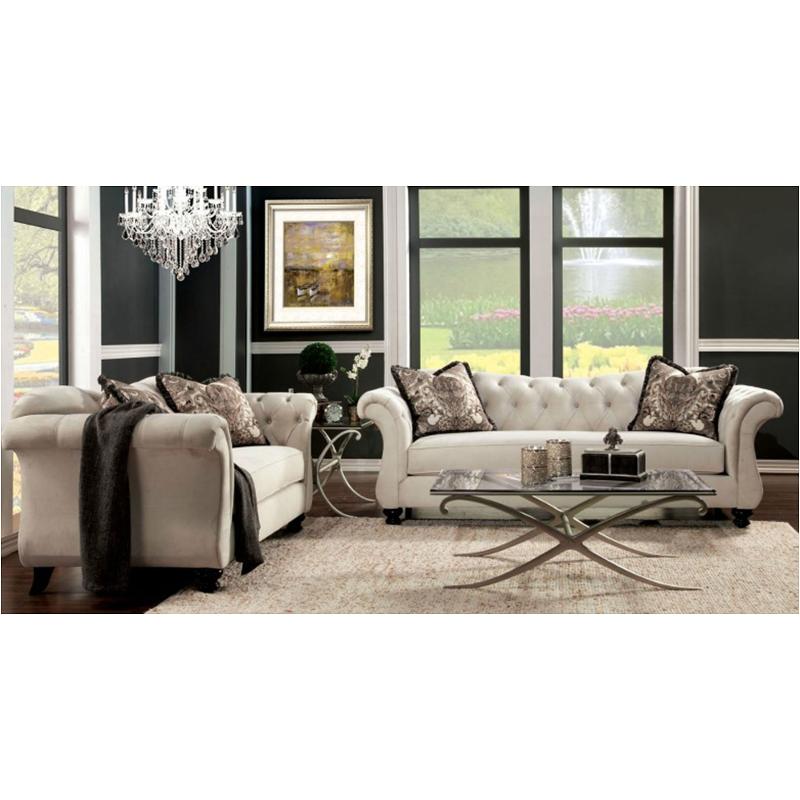 Sm2221-sf Furniture Of America Antoinette - Ivory Living Room Furniture Sofa